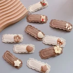 2pcs/set Korean Children Barrettes Headwear Kawaii Cartoon Coffee Color Cute Bear Hair Clip for Baby Girls Kids Hair Accessories