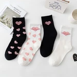 Women's Love Heart Lettered Socks Funny Hipster Street Sport Campus College Style Soft Causal Sokken Calcetines