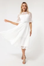 Lafaba Women's White Lace Midi Evening Dress