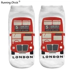 Running Ankle Socks Print CHICK London Bus Running Women Chick Digital Cn(origin) Polyester STANDARD