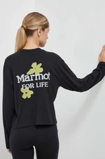 Tričko s dlhým rukávom Marmot Flowers For Life dámske, čierna farba