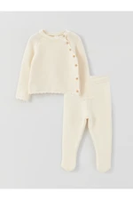LC Waikiki Crew Neck Baby Girl Knitwear Sweater and Pants 2-Pack Set
