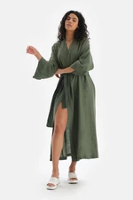 Dagi Green Linen Long Kimono