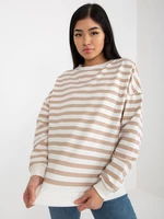 Ecru-beige women's basic sweatshirt RUE PARIS without hood