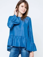 Euphora blouse a'la jeans fastened with buttons at the back blue