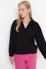 Trendyol Black Regular/Normal fit Basic Polo Neck Regular, Thin Knitted Sweatshirt