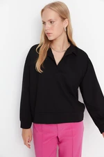 Trendyol Black Regular/Normal fit Basic Polo Neck Regular, Thin Knitted Sweatshirt