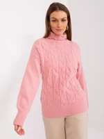 Light pink women's sweater with cuffs