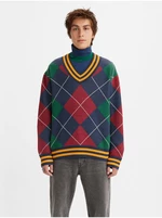 Levi&#39;s Zeleno-modrý pánský svetr Levi's® Stay Loose Vneck Sweater Athle - Pánské