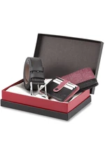 Polo Air Boxed Sports Claret Red Men's Wallet Belt Card Holder Set