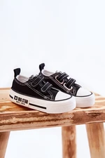 Kids fabric sneakers with Velcro BIG STAR KK374074 Black and white