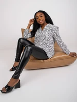 White blouse with print and long sleeves Inesa