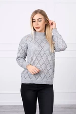 Sweater with high neckline and diamond pattern in gray color