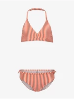 White-Orange Girls' Two-Piece Striped Swimsuit ONLY Kitty