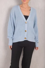 armonika Women's Baby Blue Thessaloniki Knitted Buttoned Cardigan