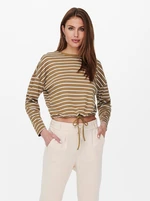 White-brown striped short T-shirt ONLY Brilliant - Women