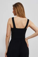Ribbed top with wide shoulder straps - black