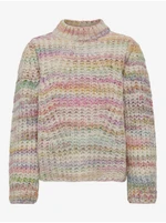 Pink-beige girly patterned sweater ONLY Carma - Girls