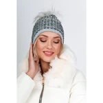 Lady's winter cap with pompom - gray,