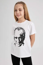 DEFACTO Girls Atatürk Printed Short Sleeve T-Shirt