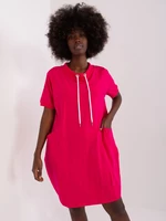 Fuchsia basic sweatshirt dress with pockets