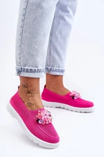 Womens Slip-on Sneakers with Stones Fuchsia Simple