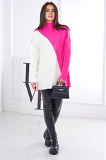 Sweater with a longer back in pink neon color