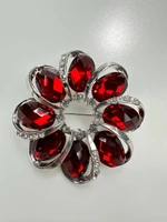 Brooch XZ459-222 silver + red