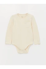 LC Waikiki Crew Neck Long Sleeved Unisex Baby Bodysuit with Snap fastener.