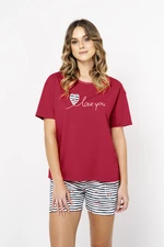 Women's pyjamas Corfu, short sleeves, short legs - red/print