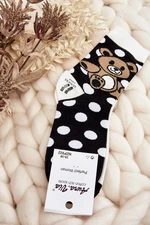 Women's mismatched socks with teddy bear, black and white