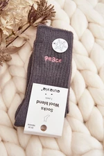 Women's warm socks with gray lettering