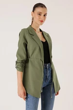 By Saygı Shawl Collar Sleeve Fold Waist Drawstring Lycra Jacket
