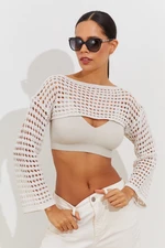 Cool & Sexy Women's Ecru Openwork Bolero YV115