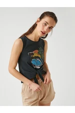 Koton Printed Front Tie Crew Neck Undershirt
