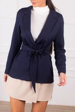 armonika Women's Navy Blue Jacket with Slits