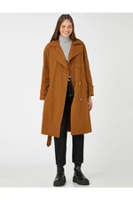 Koton Midi Trench Coat with Belted Button Detail at the Waist.