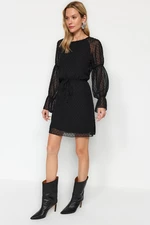 Trendyol Mini Woven Lined Woven Dress with Black Belted Opening Skirt