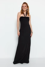 Trendyol Black Fitted Knitted Evening Dress