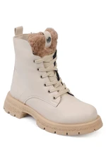 Capone Outfitters Women's Laced Shearling Trach Sole Boots