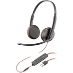 Plantronics Blackwire C3225 binaural headset jack 3,5 mm, s USB káblový na ušiach čierna