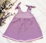 Baby Nellys Letní lehoučké mušelínové šaty Summer - lila, levandule, vel. 56-62 (0-3m)