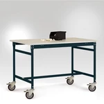 Manuflex LB4083.7016 ESD príručný stolík BASIS pojazdný s gumovou stolovou doskou v antracitovej farbe RAL 7016, š xhxv: