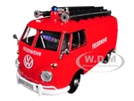 Volkswagen Type 2 (T1) Fire Van "Feuerwehr" Red 1/24 Diecast Model Car by Motormax