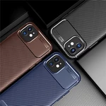 Bakeey for iPhone 12 Mini 5.4" Case Luxury Carbon Fiber Pattern with Lens Protector Shockproof Silicone Protective Case