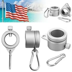 Aluminum Alloy Flag Pole Rings 360 Degree Rotating Flagpole Flag Mounting Ring Kit with Carabiner for 0.75-1.02Inch Flag