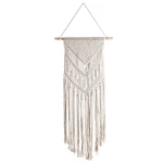 Woven Macrame Plant Hanger Wall Hanging Bohoes Wall Art with Tassels Home DIY Hanging Craft Decorations