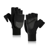 Fleece Warm Gloves Men's Flip Finger Plus Velvet Thick Fingerless Touch Screen Motorcycle Gloves Winter Warmer