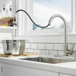 Kitchen Faucet With Pull Down Sprayer Brushed Nickel High Arc Single Handle Stainless Steel Hot Cold Mixer Tap Commercia