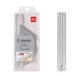 Deli 79532 4pcs/set Metal Ruler Aluminum Alloy Drawing Measurement Geometry Ruler Stationery School Office Supplies